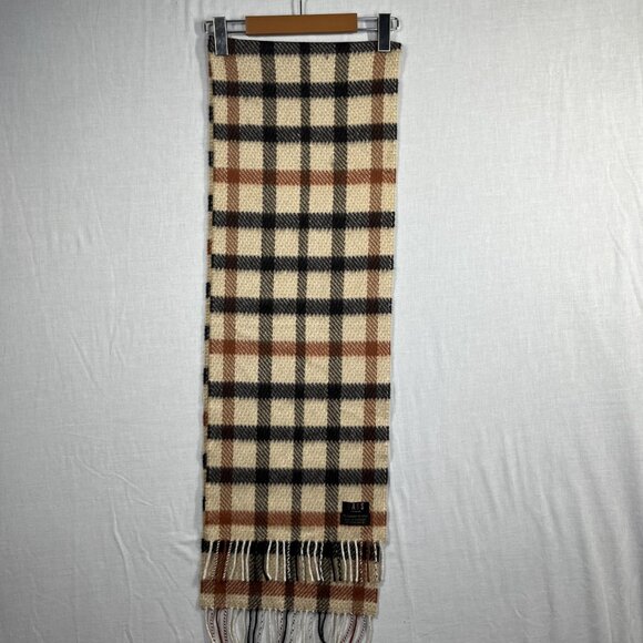 DAKS London Scarf Mens Wool Angora Blend Plaid Made in Scotland - Picture 1 of 3